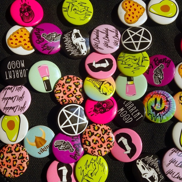 Current Mood Black Vegan Leather Punk Emoji Pin Goth Backpack:) - Picture 2 of 8